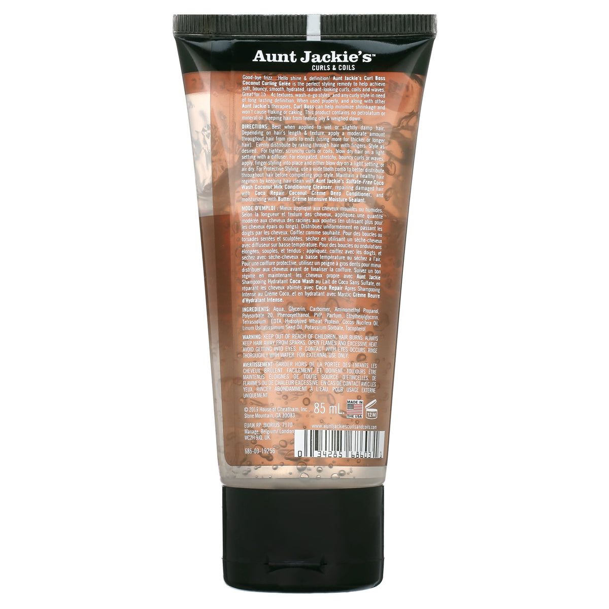 Aunt Jackie's Curls & Coils Curl Boss Coconut Curling Gelée, Travel Size, 3 oz  Moisturizing, Unisex