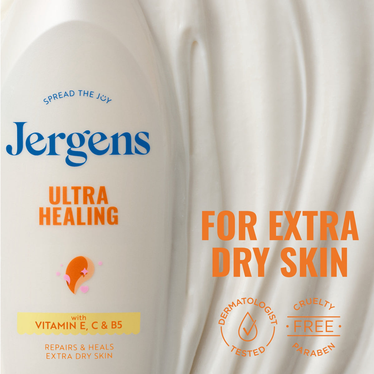 Jergens Ultra Healing Hand and Body Lotion Dry Skin Moisturizer, Vitamins C, E, B5, 2 fl oz