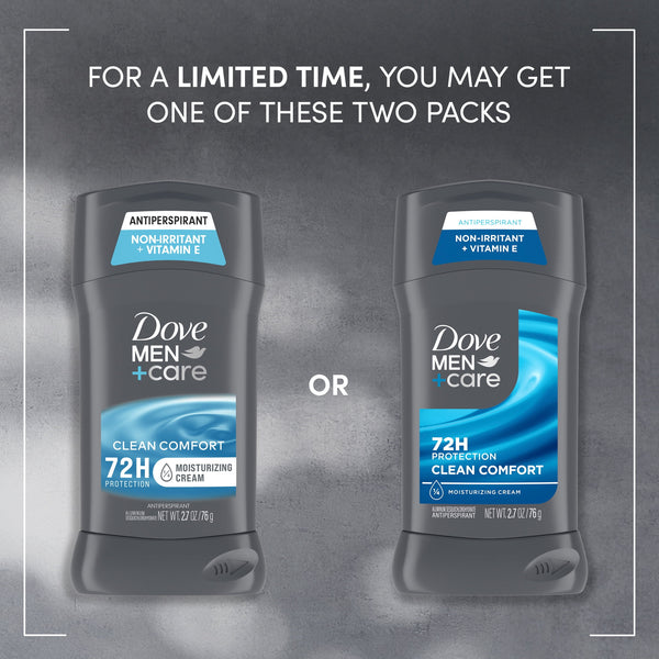 Dove Men+Care Antiperspirant Deodorant Stick 72-Hour Sweat & Odor Protection Clean Comfort Antiperspirant for Men With 1/4 Moisturizing Cream,. 2.6 oz