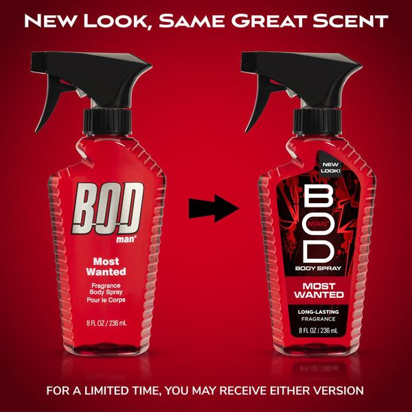 BOD Man Fragrance Body Spray, Most Wanted, 8 fl oz