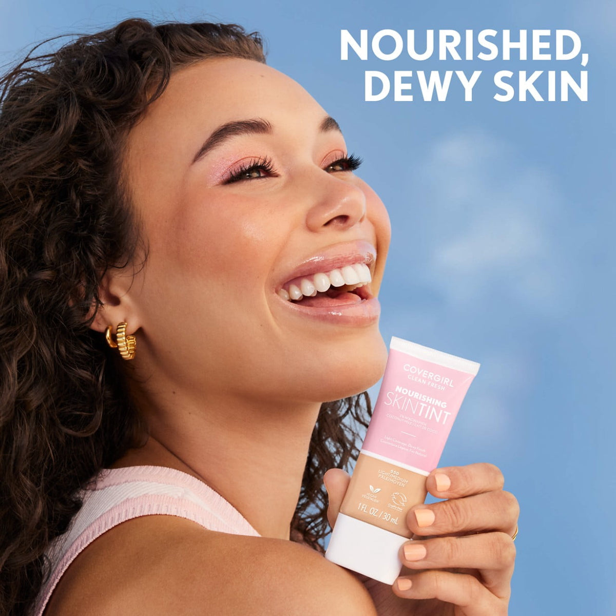 COVERGIRL Clean Fresh Nourishing Skin Tint, Dewy Finish, Medium, 1 fl oz (Packaging May Vary)