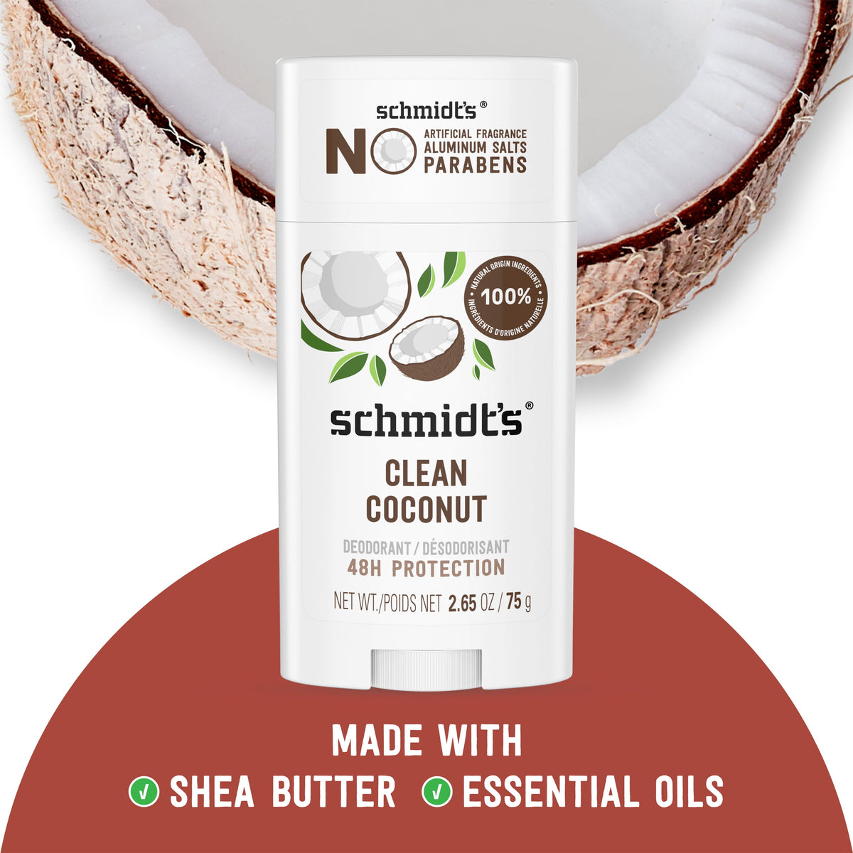 Schmidt's Aluminum Free Natural Deodorant Clean Coconut, 2.65 oz