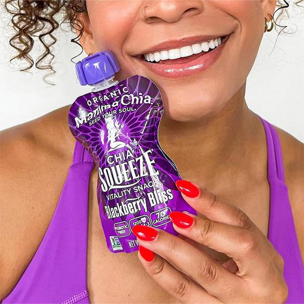 Mamma Chia Chia Squeeze Vitality Snack - Blackberry Bliss, 3.5 Ounce Pouches, 4 Count