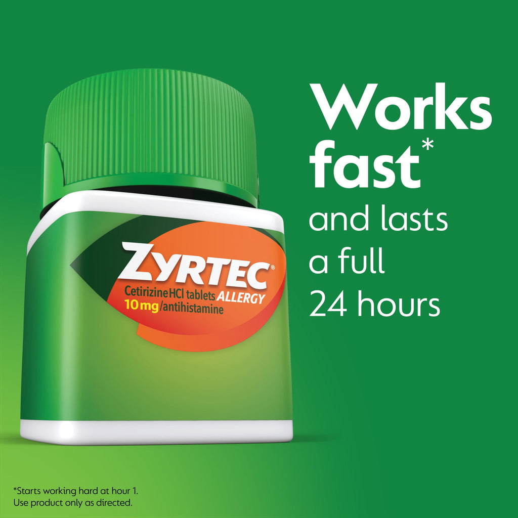 Zyrtec 24 Hour Allergy Medicine Tablets, 10 mg Cetirizine HCl Antihistamine, 90 Count
