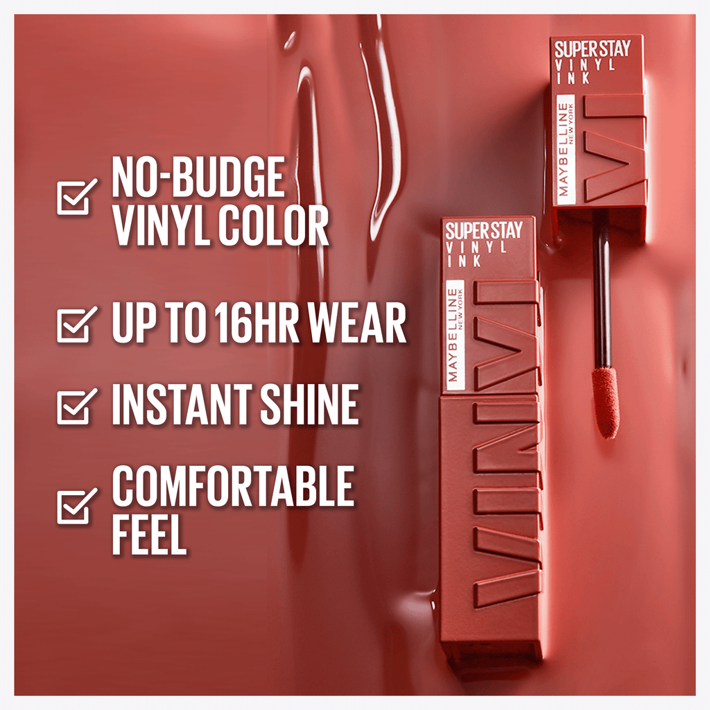 Maybelline Super Stay Vinyl Ink Liquid Lipstick, Long-Lasting with Vegan Formula, Fearless