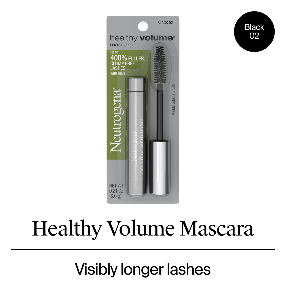 Neutrogena Healthy Volume Lash-Plumping Mascara, Black 02, 0.21 oz