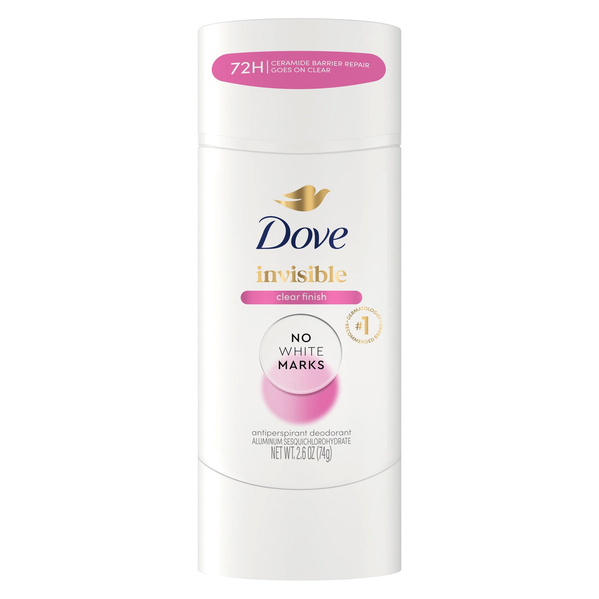 Dove Advanced Care Antiperspirant Deodorant For Women No White Marks Clear Finish 72 Hour Sweat and Odor Protection, 2.6 oz