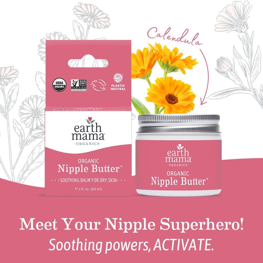 Earth Mama Organic Nipple Butter, Nipple Cream for Breastfeeding Mothers, 2 fl oz