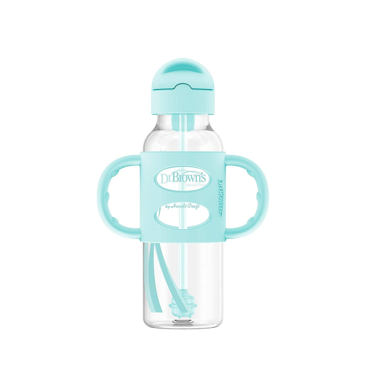 Dr. Brown's Milestones Sippy Straw Bottle with Silicone Handles - Green/Gray - 2pk