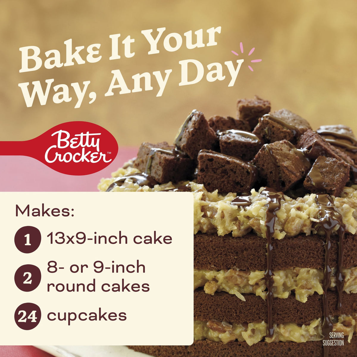 Betty Crocker Delights Super Moist, German Chocolate, Cake Mix, 13.25 oz