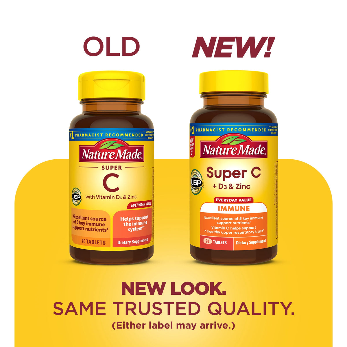 Nature Made Super C Tablets for Immune Support with Vitamin D3 and Zinc, 70 Count