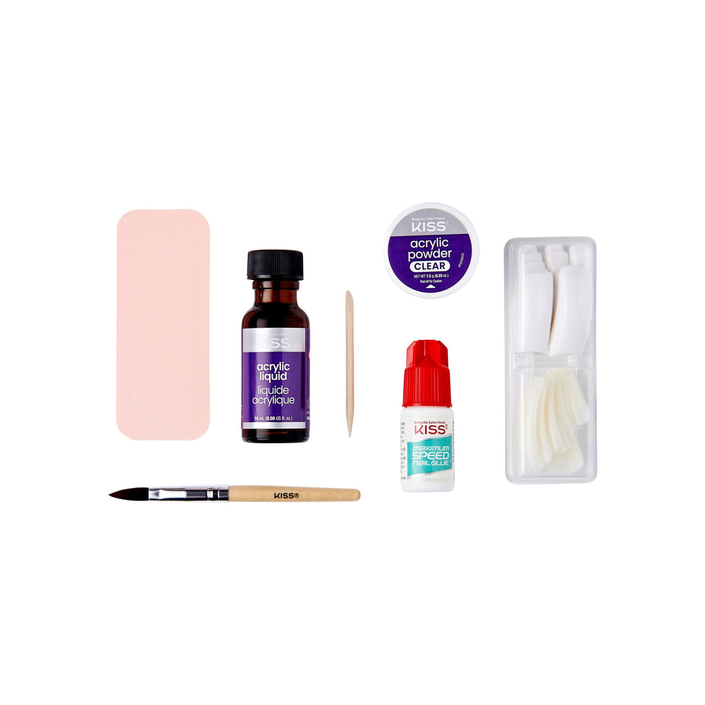 Kiss Professional French Acrylic Sculpture Kit, Long Squoval Press-On Nails, White, 40 Pieces