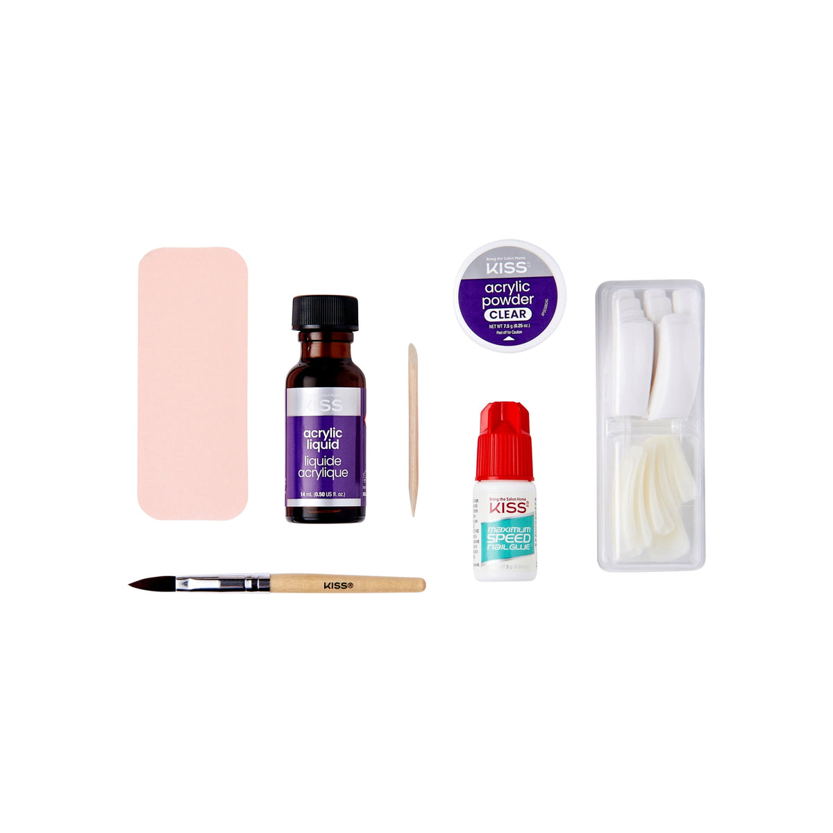 Kiss Professional French Acrylic Sculpture Kit, Long Squoval Press-On Nails, White, 40 Pieces