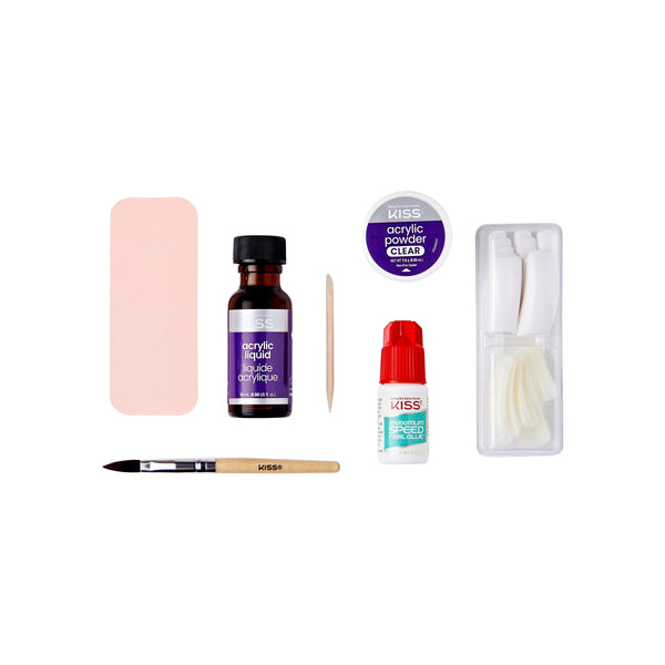 Kiss Professional French Acrylic Sculpture Kit, Long Squoval Press-On Nails, White, 40 Pieces