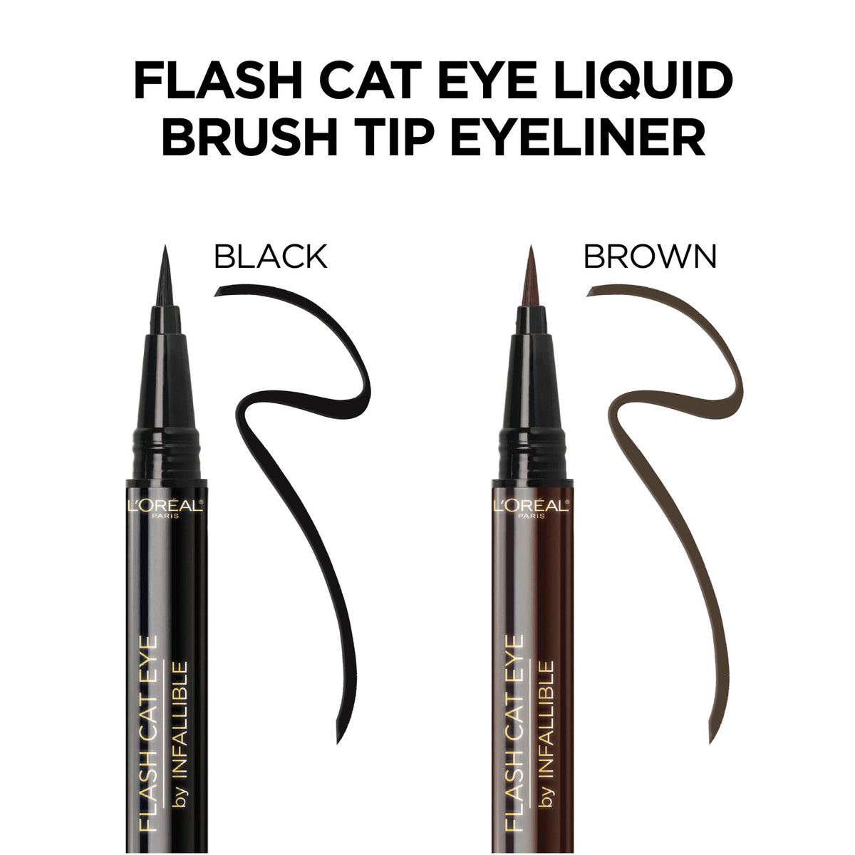 L'Oreal Paris Infallible Flash Cat Eye Waterproof Brush Tip Liquid Eyeliner, Black