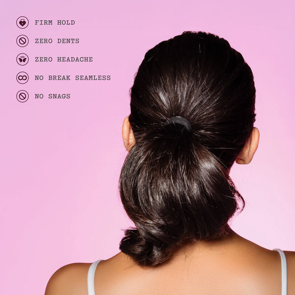 Gimme Beauty Seamless Hair Ties for Fine Hair, Ponytail Holder, Black, 12 Count