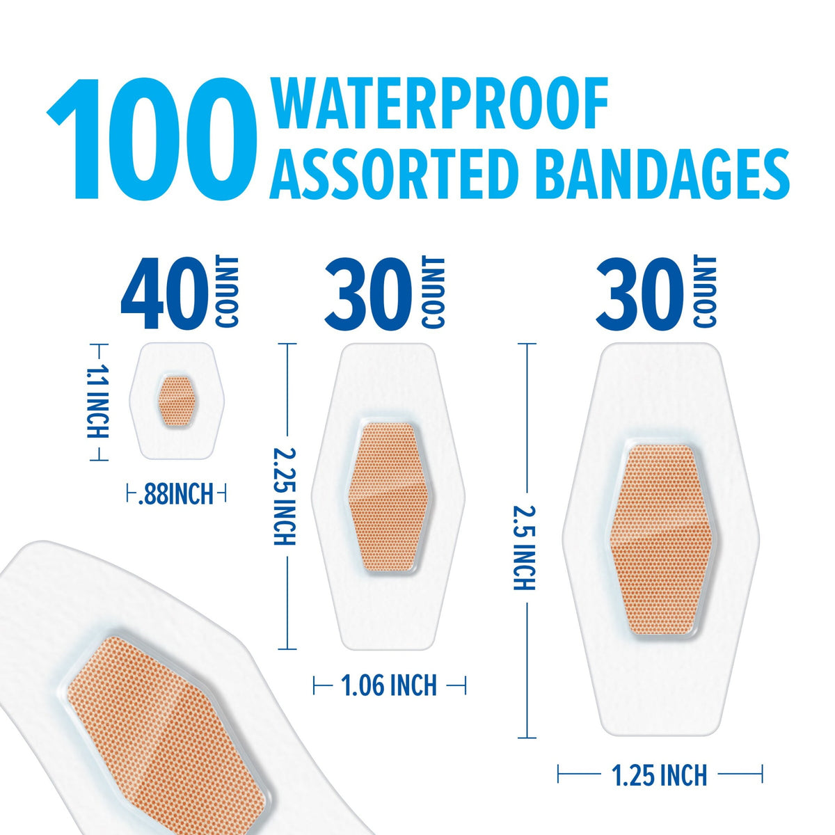 Nexcare Waterproof Assorted Bandages, Clear, 100ct