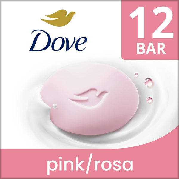 Dove Beauty Bar Soap for Soft Smooth Skin, Pink Rosa, Cleans & Moisturizes, 3.75 oz 12 Bars