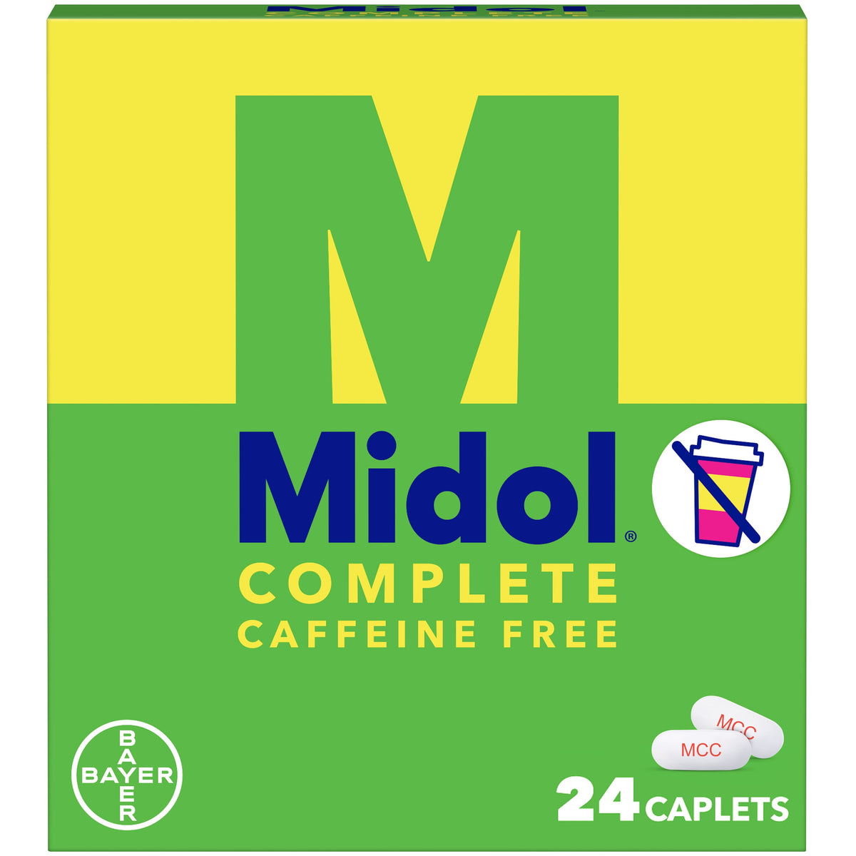 Midol Complete Caffeine Free Menstrual Pain Relief Caplets, 24 Count