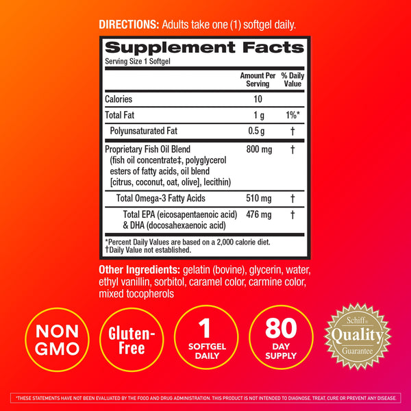 MegaRed Advanced 6x Better Absorption Omega-3 Fish Oil Softgels, 800 mg, 80 Ct