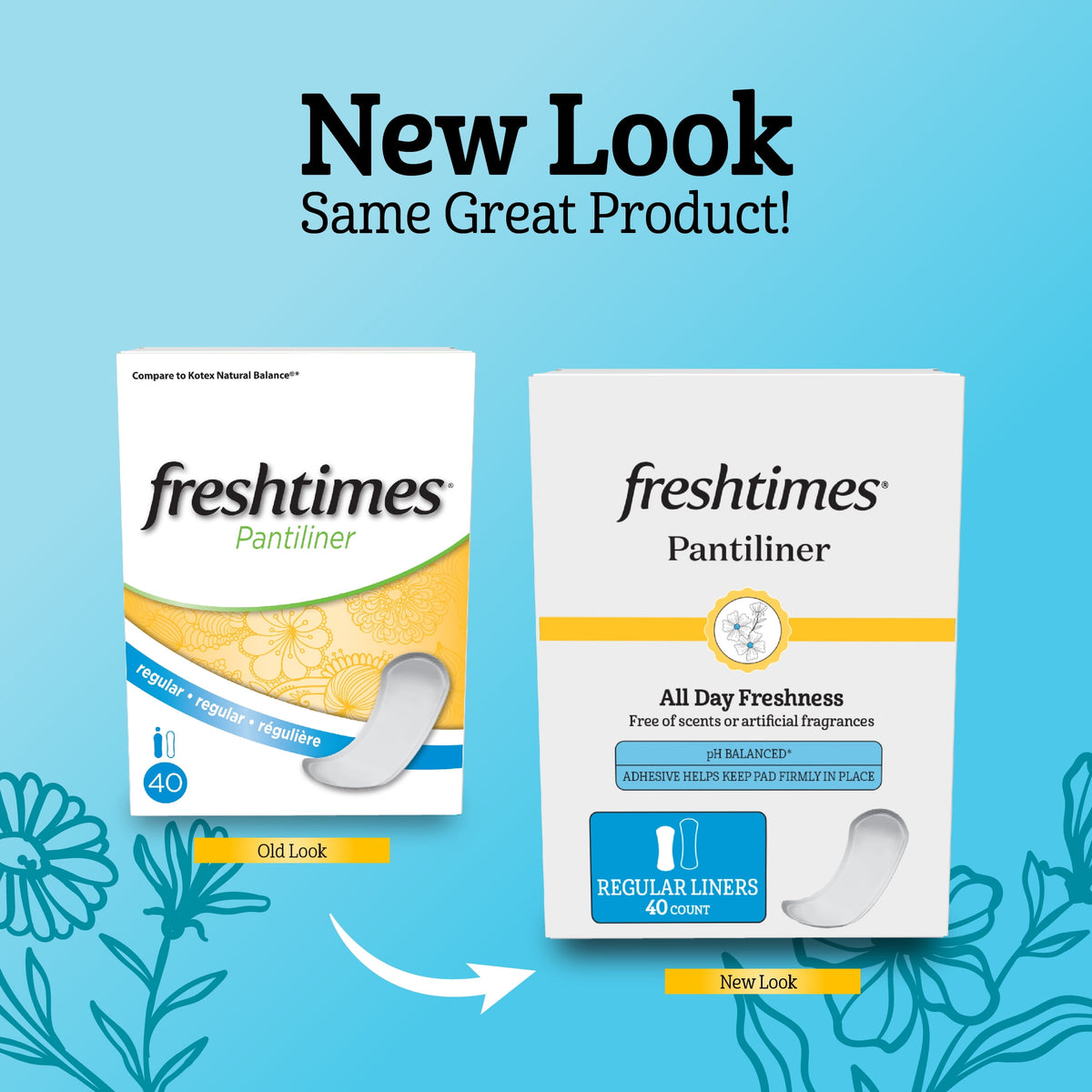 Freshtimes Liners, Regular, Unscented (40 Count)