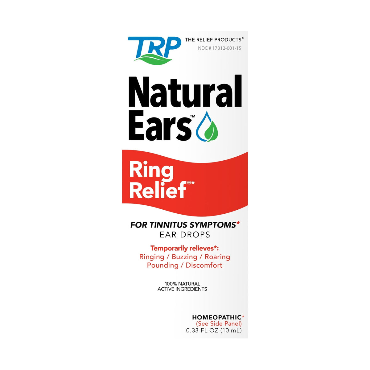 Natural Ears Ring Relief Ear Drops, for Ear Ringing, Buzzing, Discomfort, 0.33 fl oz