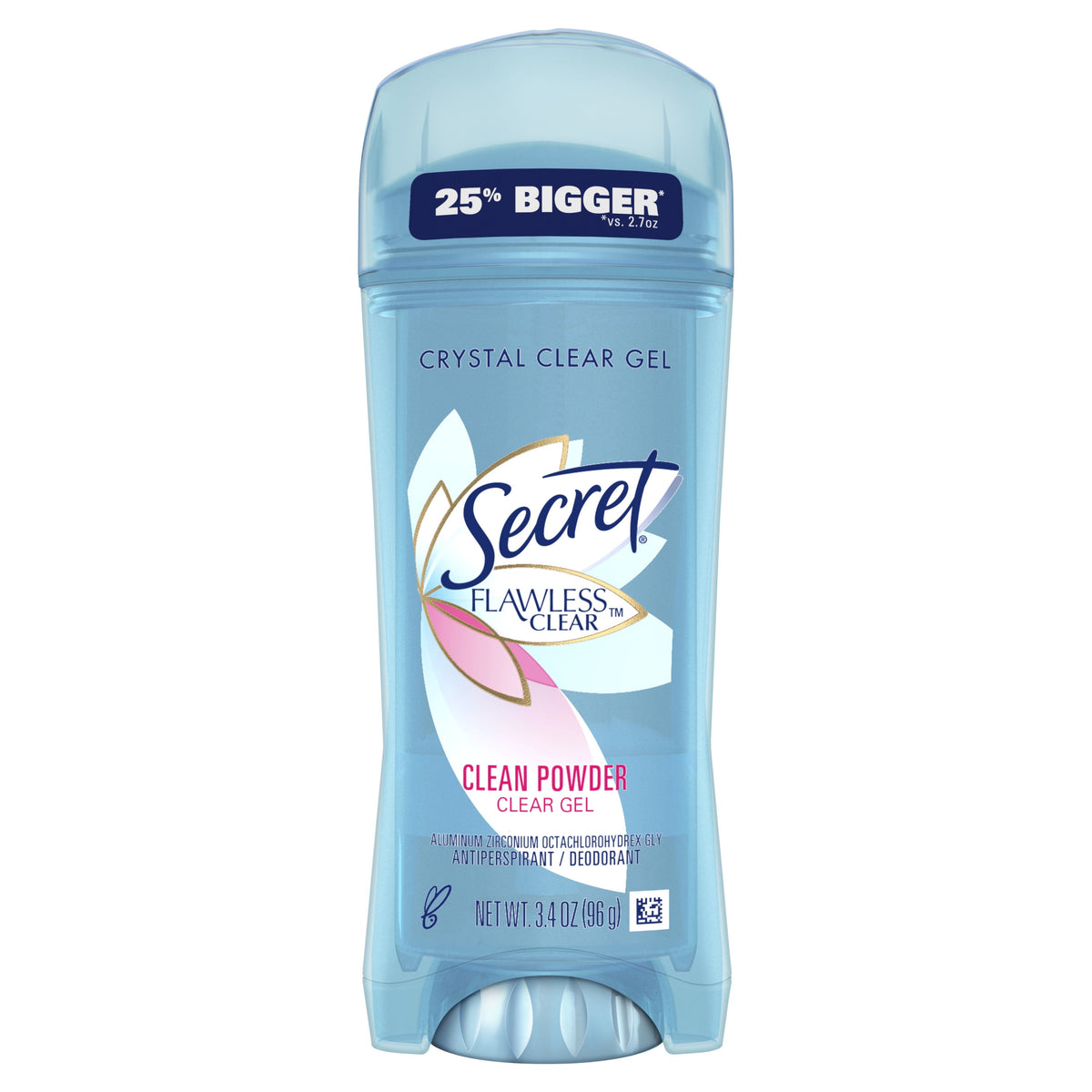 Secret Flawless Clear Gel Antiperspirant and Deodorant for Women, Clean Powder, 3.4 oz