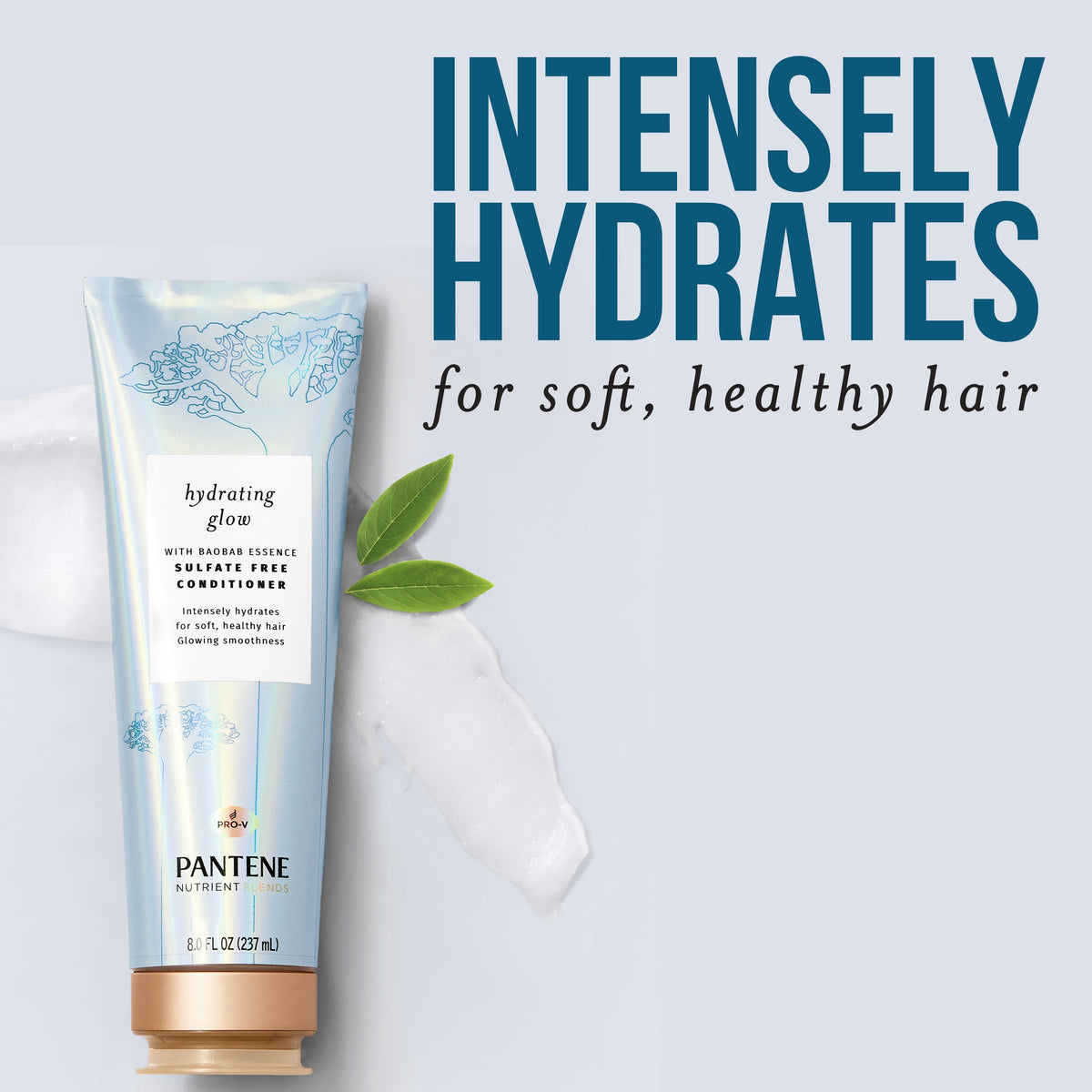 Pantene Shampoo and Conditioner Hydrating Glow, Sulfate-free with Baobab Essence, 9.6 fl oz+ 8 fl oz