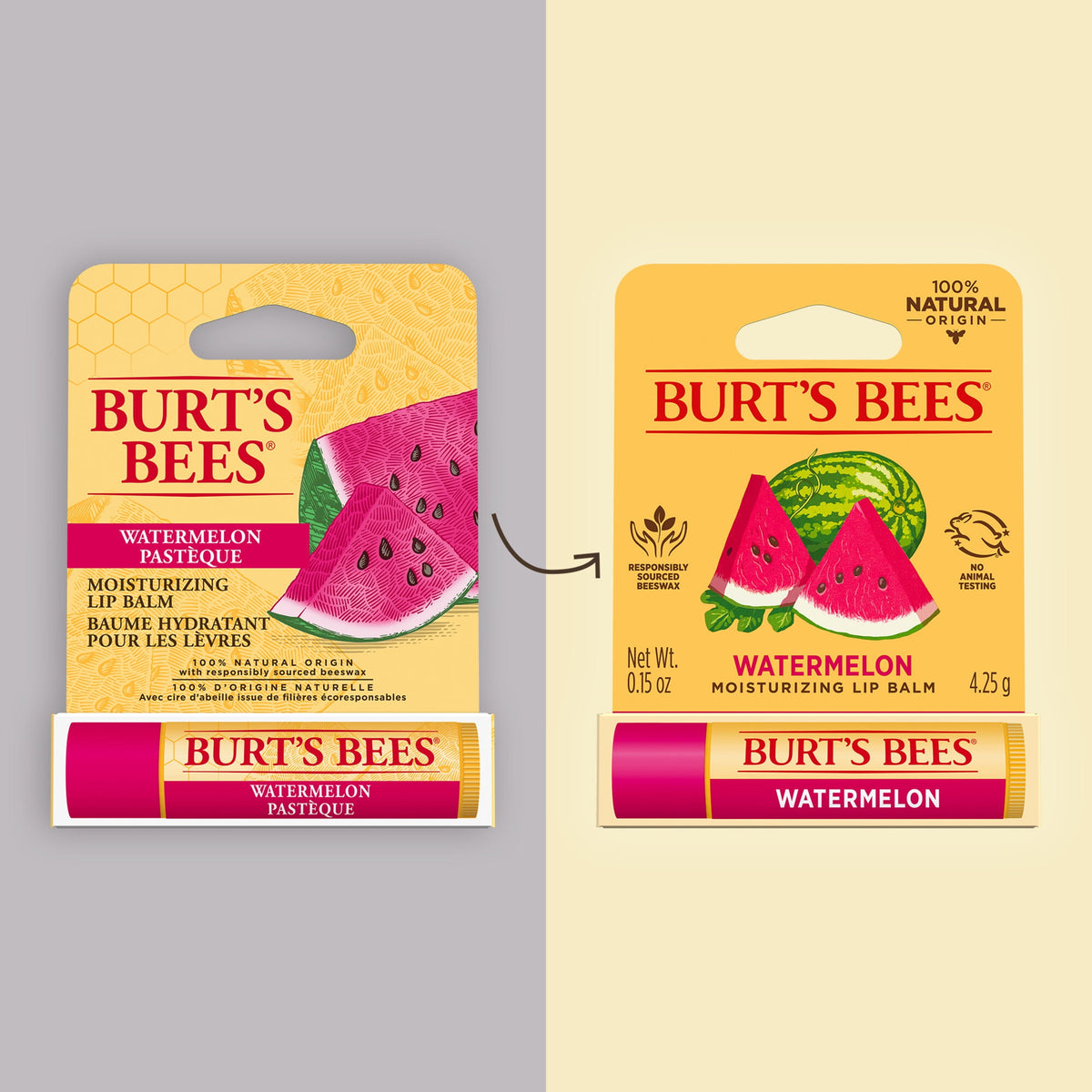 Burt's Bees 100% Natural  Moisturizing Lip Balm with Beeswax, Watermelon, 1 Tube