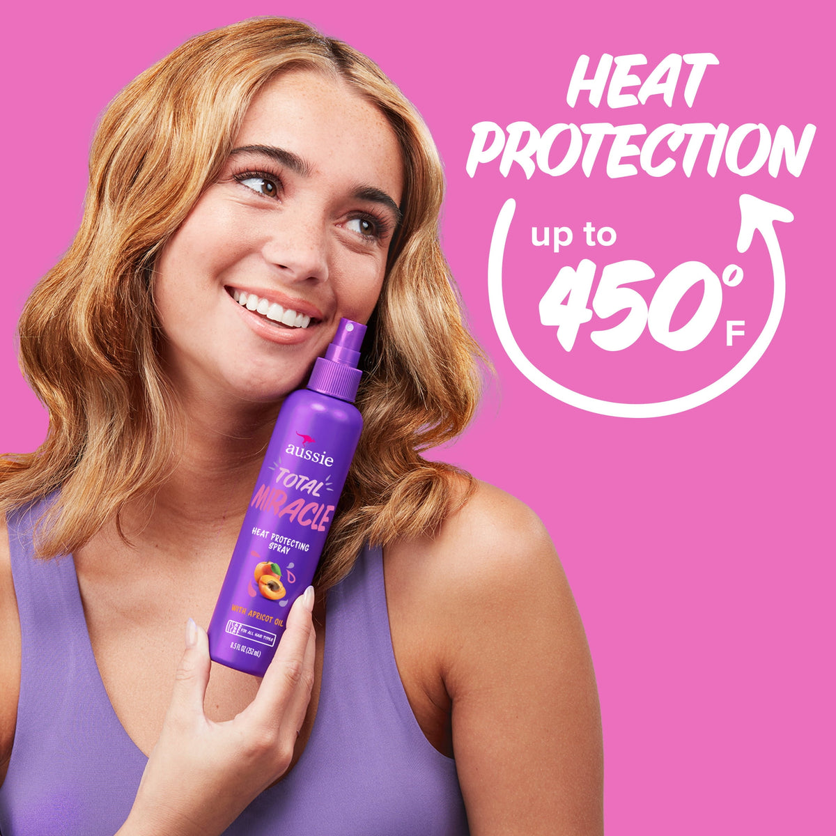 Aussie Total Miracle Heat Protecting Spray, for All Hair Types, Sulfate Free, 8.5 fl oz