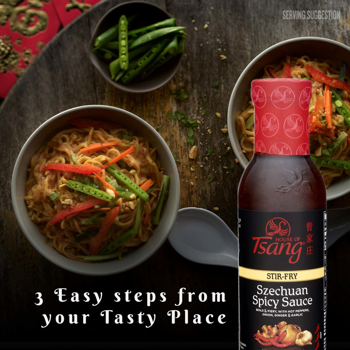 HOUSE OF TSANG Spicy Szechuan Stir-Fry Sauce, Shelf Stable, 11.5 oz Glass Bottle