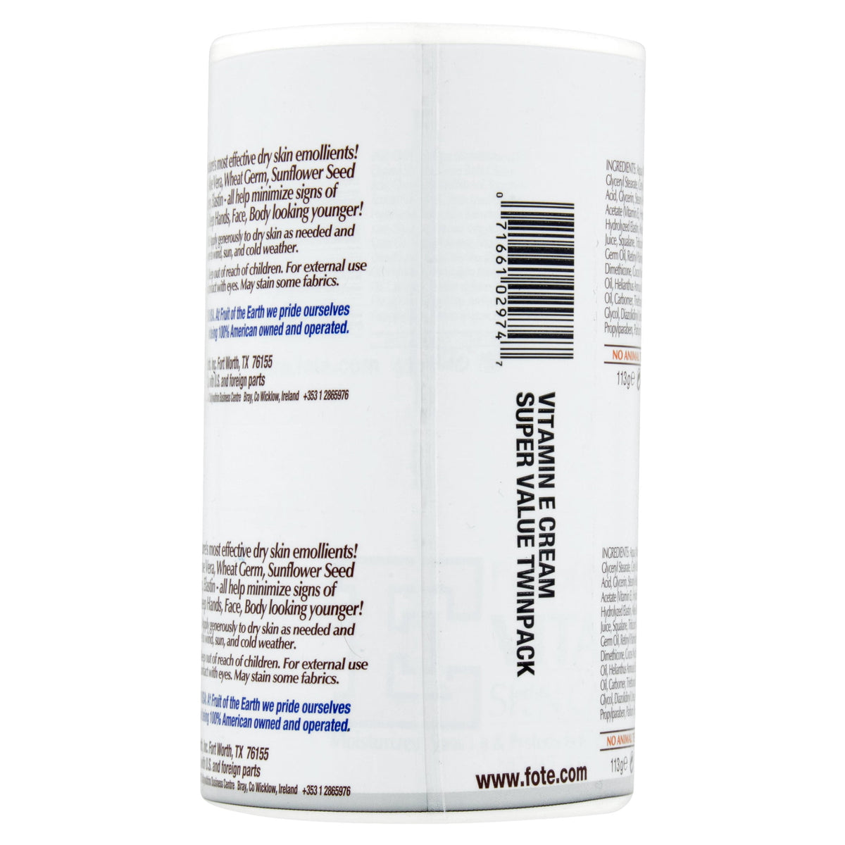Fruit of the Earth Vitamin E Skin Care Cream Super Value, 4 Oz., 2 pack