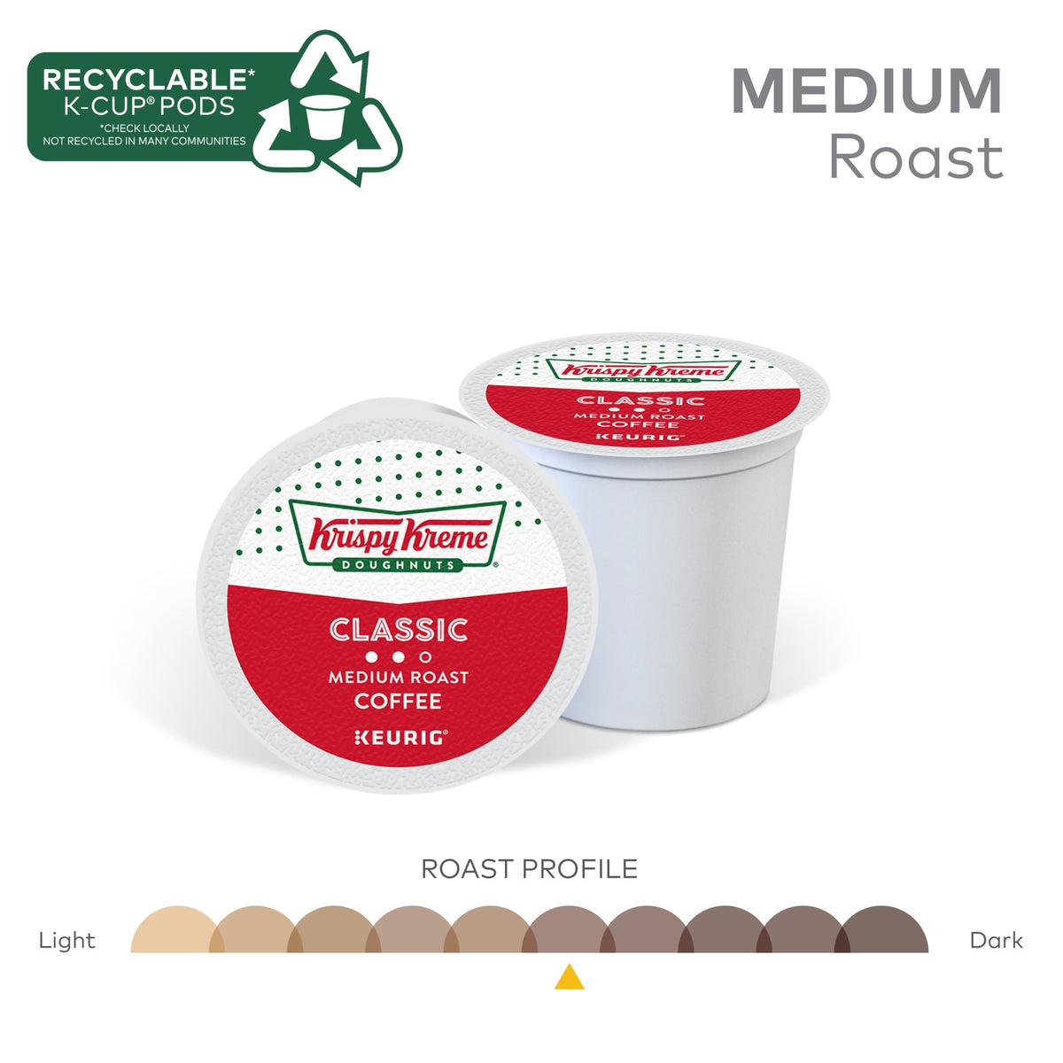 Krispy Kreme Classic Coffee, Medium Roast K-Cup Coffee Pods, 24 Count