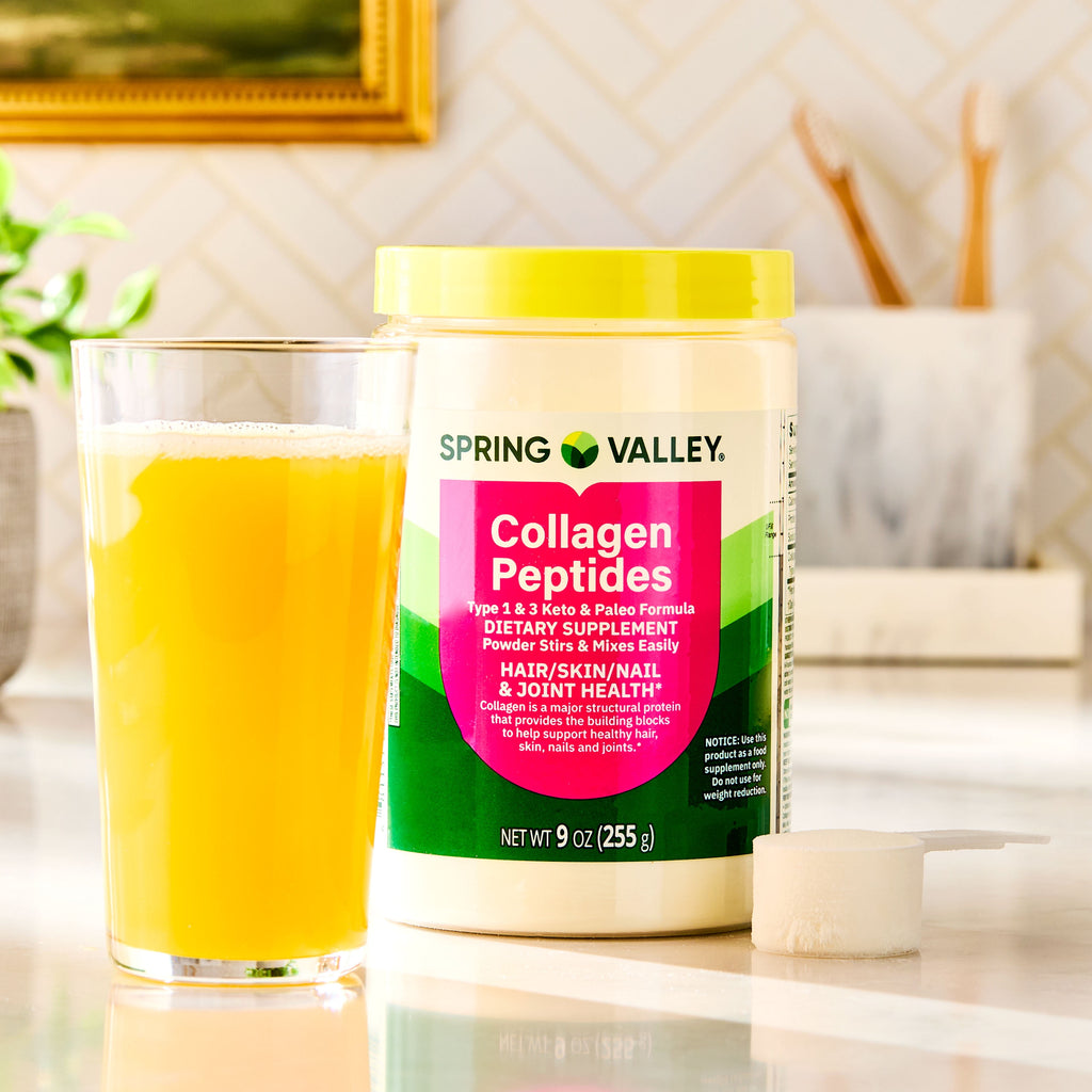 Spring Valley Collagen Peptides Type 1 & 3 Dietary Supplement Powder for Hair/Skin/Nails, 9 oz