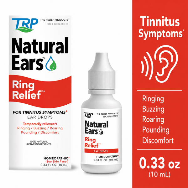 Natural Ears Ring Relief Ear Drops, for Ear Ringing, Buzzing, Discomfort, 0.33 fl oz