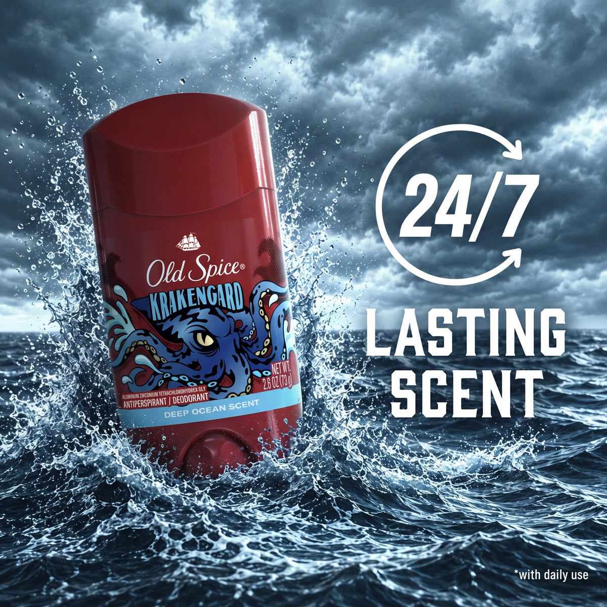 Old Spice Antiperspirant Deodorant for Men, Invisible Solid Stick, Krakengard, 2.6 oz