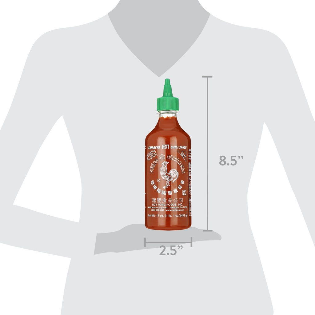 Huy Fong Foods Sriracha Hot Chili Sauce, Medium, 17 Oz - Low Sodium, No Artificial Preservatives