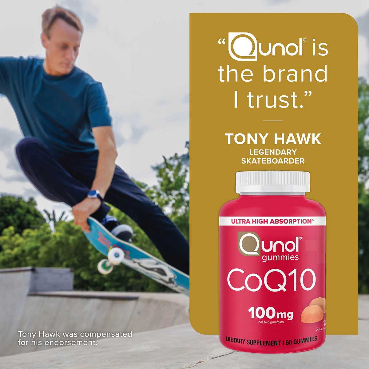 Qunol CoQ10 Gummies, 100mg,  Ultra-High Absorption, Heart Health Supplement, 60 Count