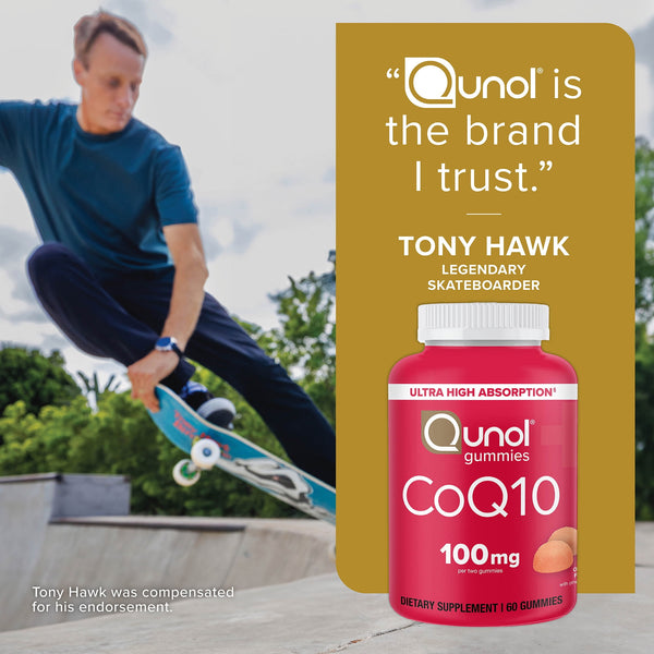 Qunol CoQ10 Gummies, 100mg,  Ultra-High Absorption, Heart Health Supplement, 60 Count