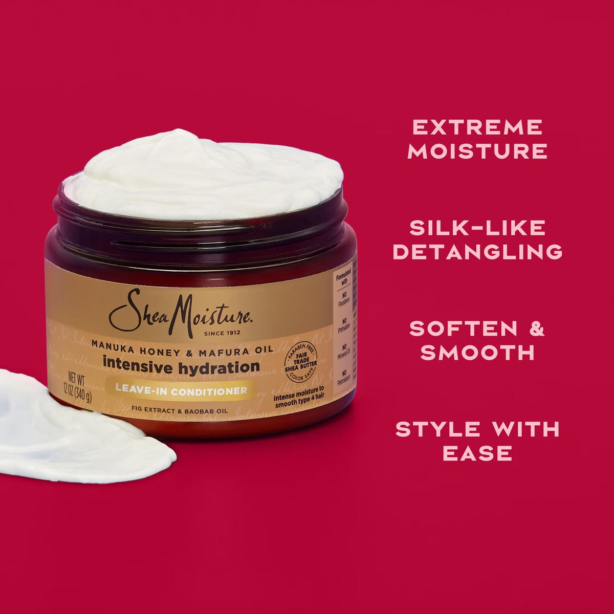 SheaMoisture Leave-In Conditioner for Curly Hair Intensive Hydration Strengthens & Restores with Manuka Honey & Mafura Oil 11.5 oz 1-Pack