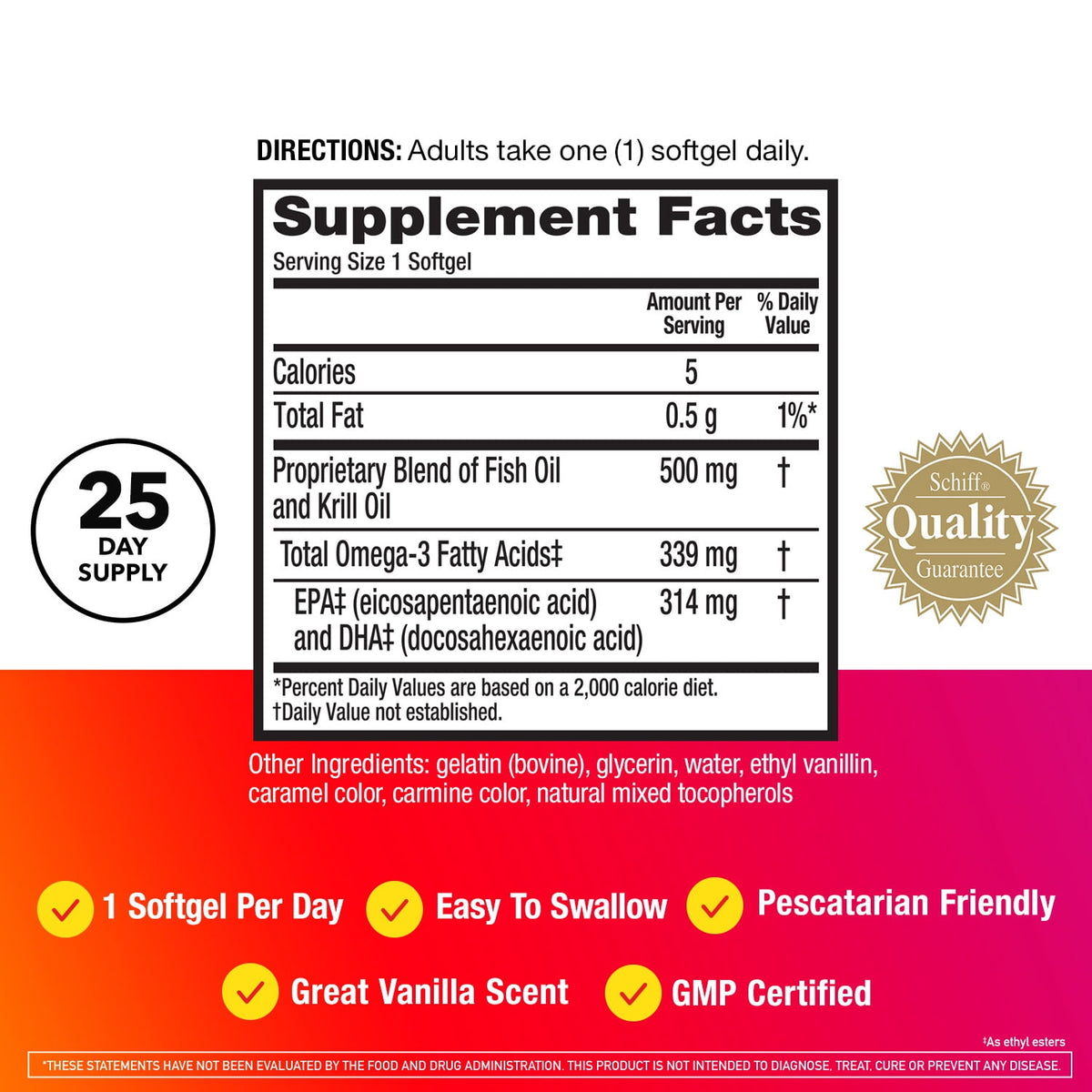 MegaRed Advanced 4in1 500mg Omega-3 Fish Krill Oil Supplements, Heart Brain Eyes Joints Health Omega 3, 25 Softgels