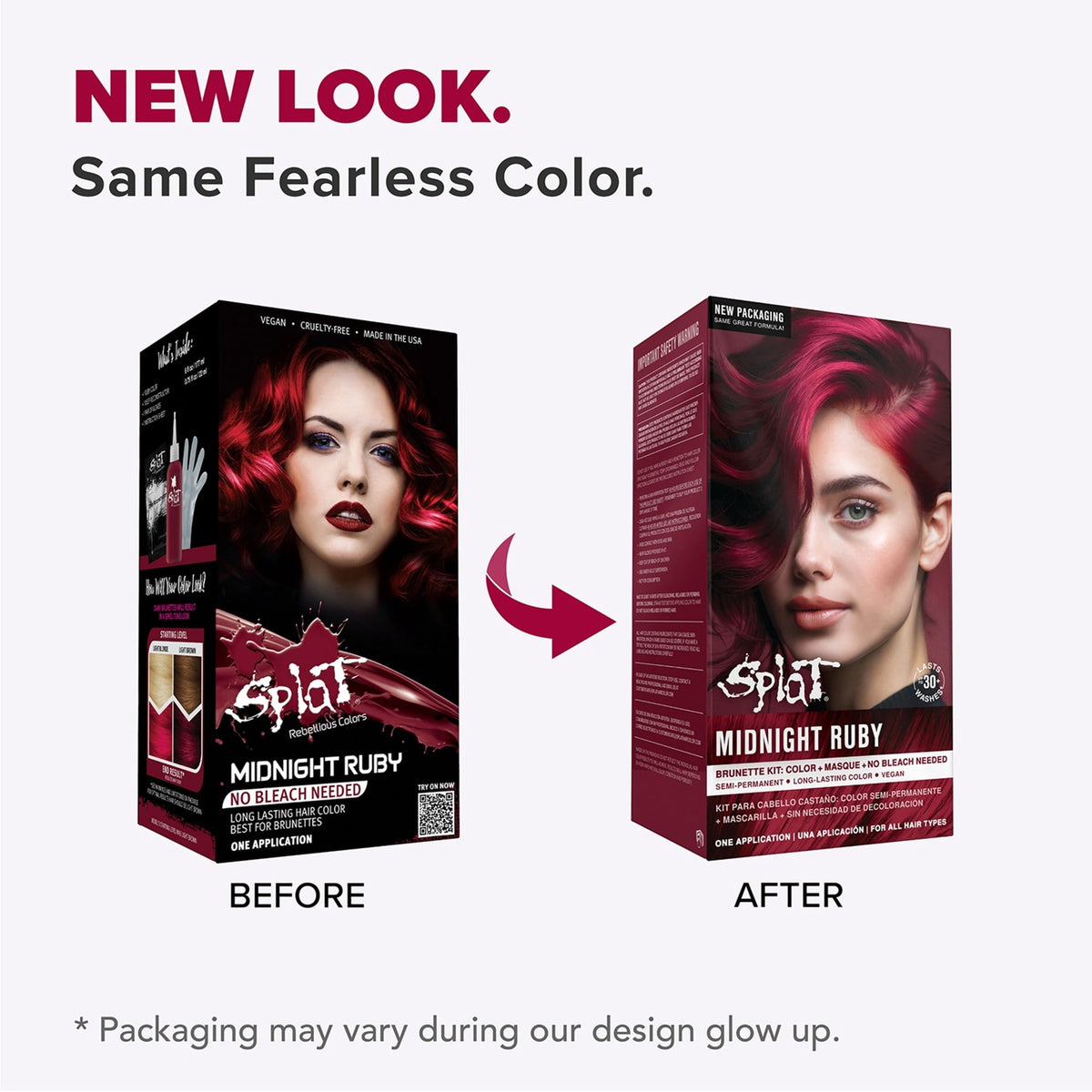Splat Red Hair Dye Complete Kit, Midnight Ruby Semi-Permanent Color, No Bleach