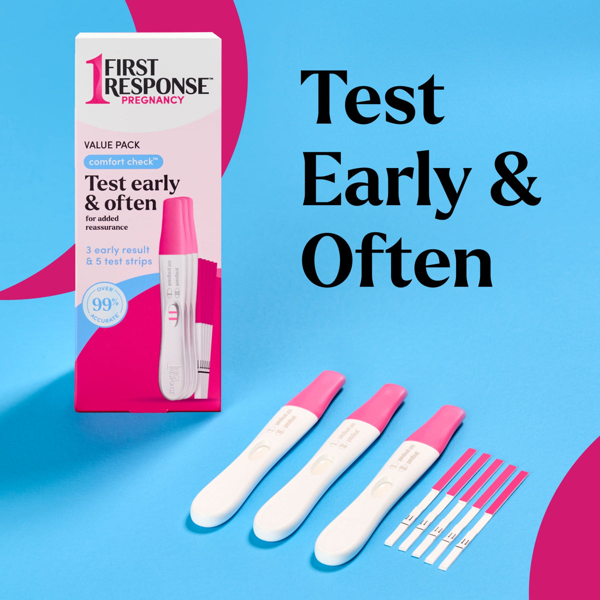 First Response Comfort Check Pregnancy Test, Early Result and Test Strips, 8 Count