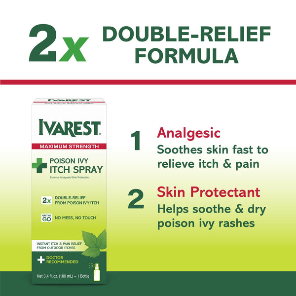 Ivarest Poison Ivy Itch Spray, Maximum Strength Relief, 3.4 oz, Unscented