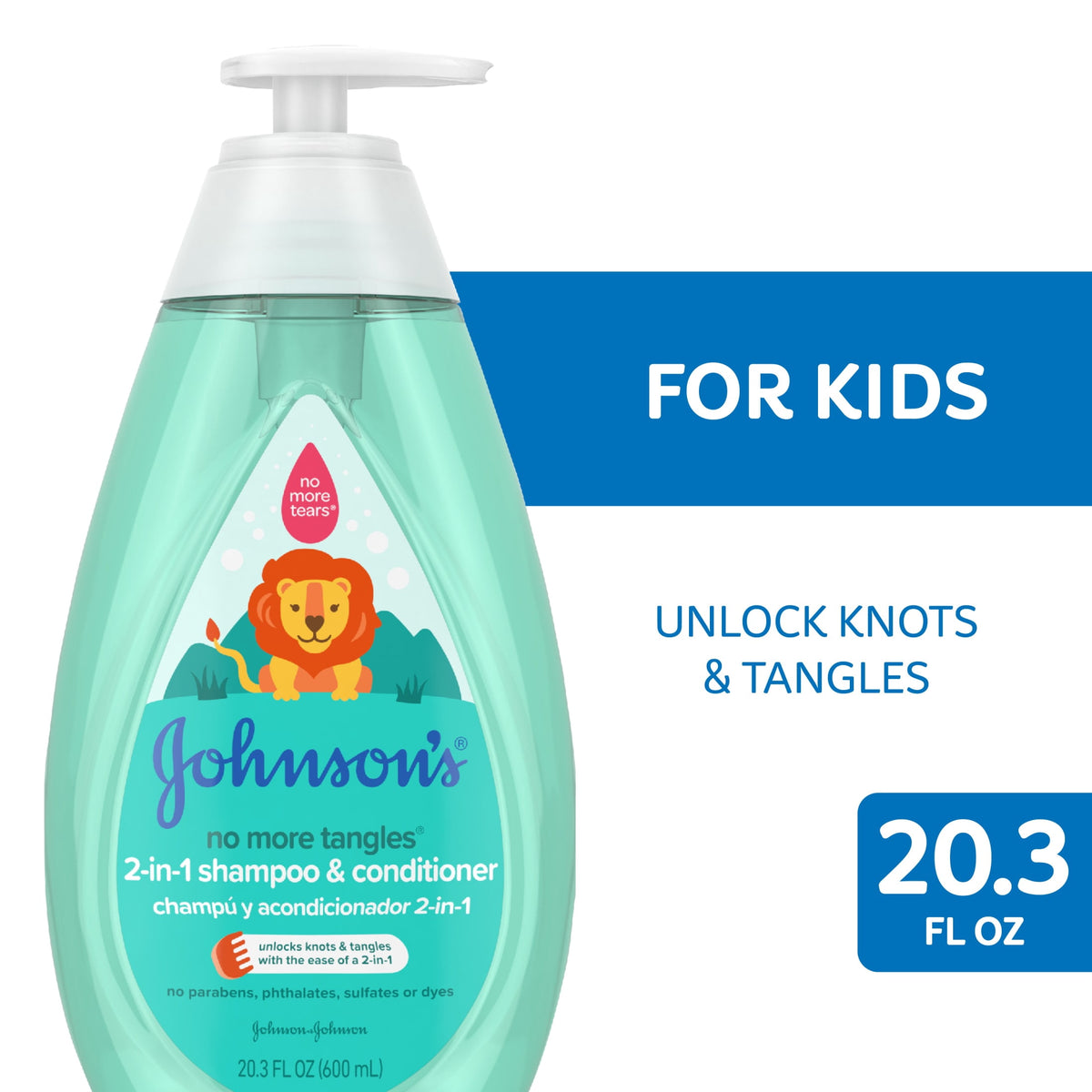 Johnson's Detangling 2-in-1 Kids Shampoo & Conditioner, Hair Products, 20.3 fl oz