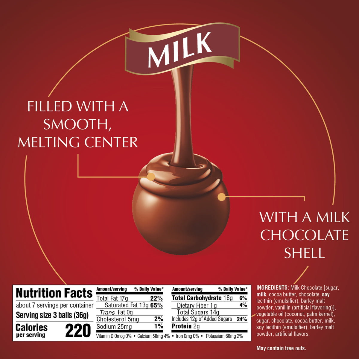 Lindt Lindor Milk Chocolate Candy Bag Truffles, 8.5 oz