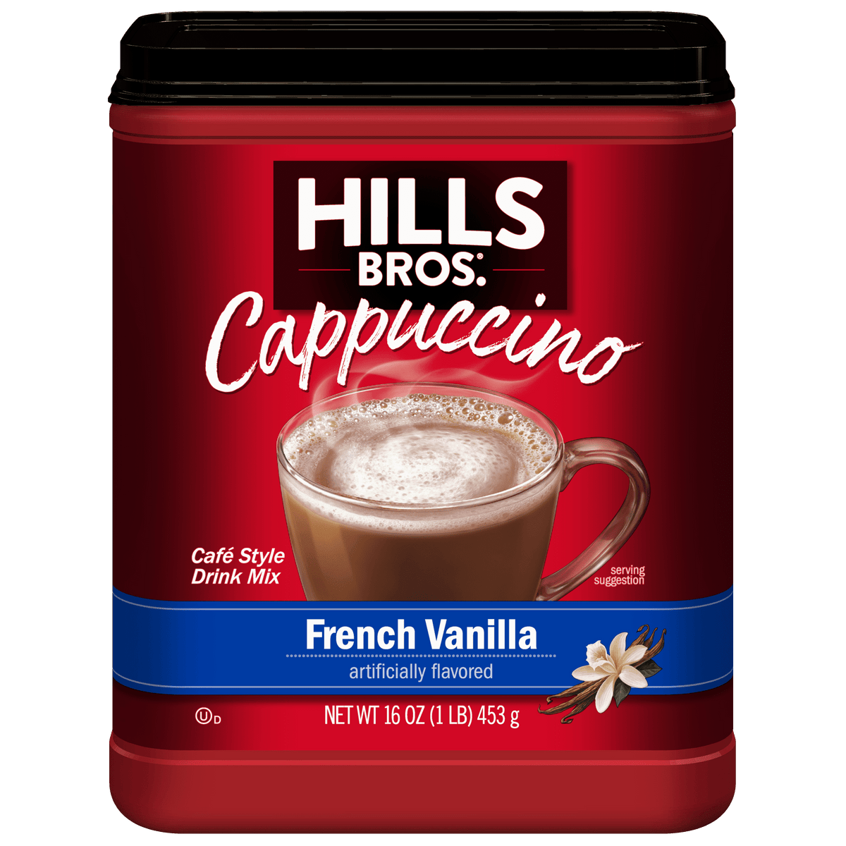 Hills Bros. French Vanilla Cappuccino Instant Coffee Mix, 16 Ounce Canister