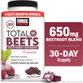 Force Factor Total Beets, Beet Root Supplement with Beetroot Powder for Heart Health, Nitric Oxide & Energy, Acai Berry, 60 Soft Chews