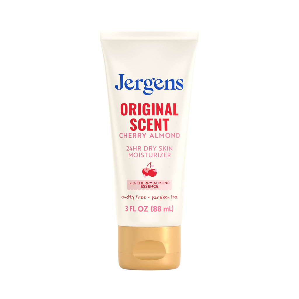 Jergens Original Scent with Cherry Almond Body Lotion Moisturizer for Dry Skin, 3 fl oz