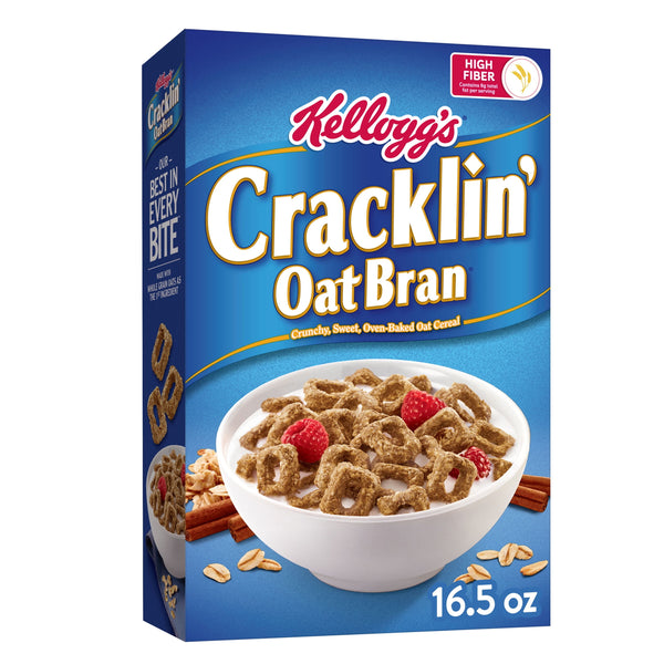 Kellogg's Cracklin' Oat Bran Original Breakfast Cereal, Fiber Cereal, 16.5 oz